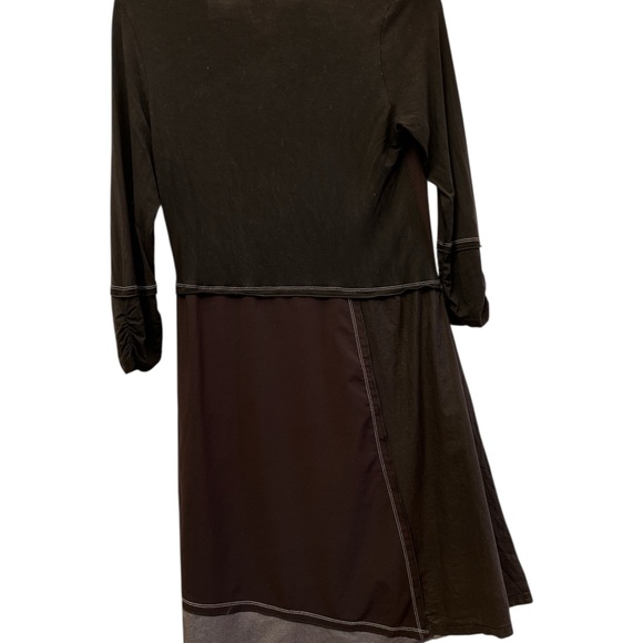 Dzhavael Couture Asymmetrical Tonal Black Mixed Media Midi Dress Size M - Picture 2 of 5